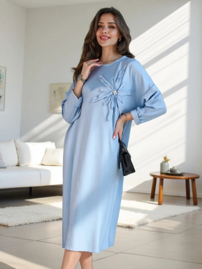 Dámske midi šaty Royalfashion, nadmerná tkanina s kvetom