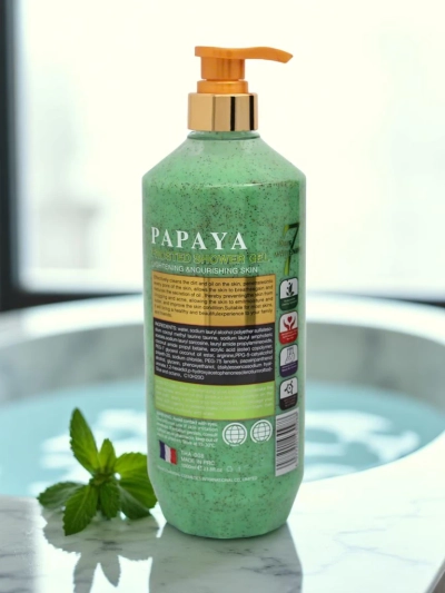 Exfoliačný, hydratačný a proti starnutiu sprchový gél s mätou