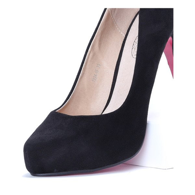 Czarne czółenka na szpilce wykonane z ekologicznego zamszu Elina-Obuwie