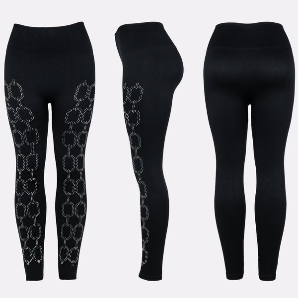 Černé legíny s ozdobami - Kalhoty 1