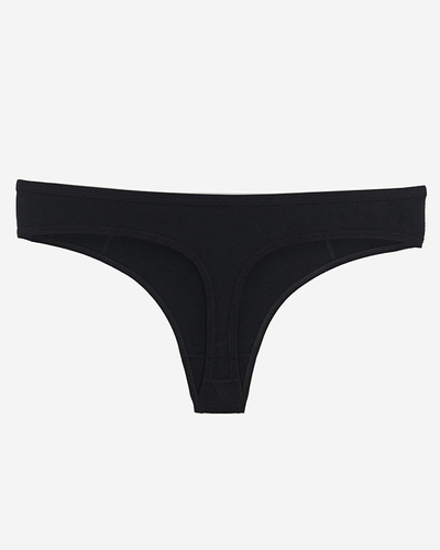 Čierne bavlnené dámske tangá nohavičky s čipkou - Spodná bielizeň