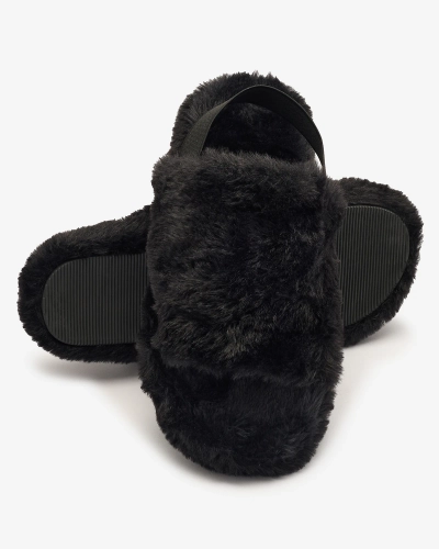 Royalfashion Čierne dámske kožušinové papuče Nabres