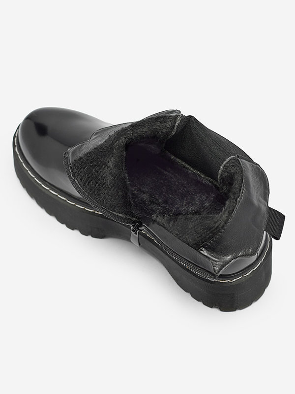 Čierne dámske čižmy na hrubšej podrážke Mallitt- Obuv