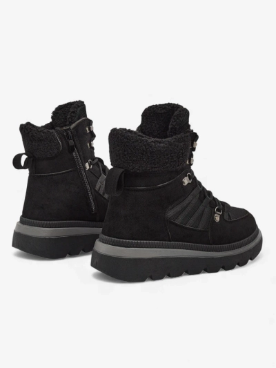 Ženski Gležnjarji Aurora Črni Usnjeni Elegantni za Jesen