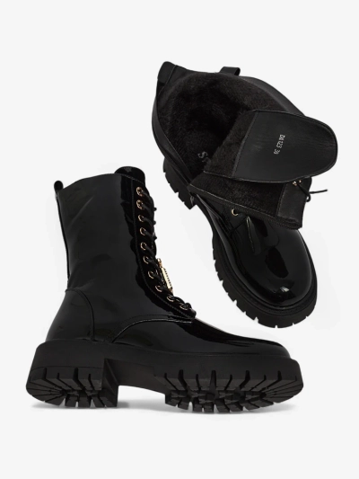 Ženski škornji Luna Črni Usnjeni Elegantni za jesen