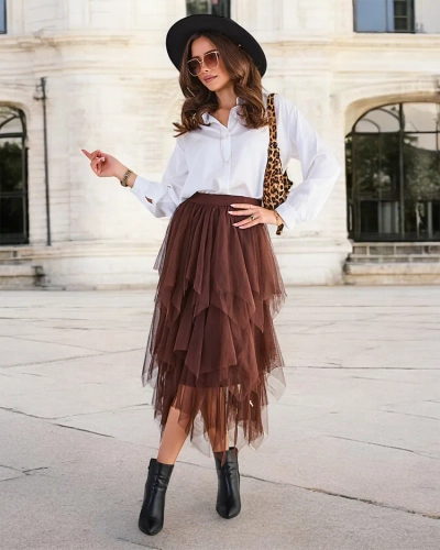 Royalfashion Dvojvrstvová midi sukňa pre ženy