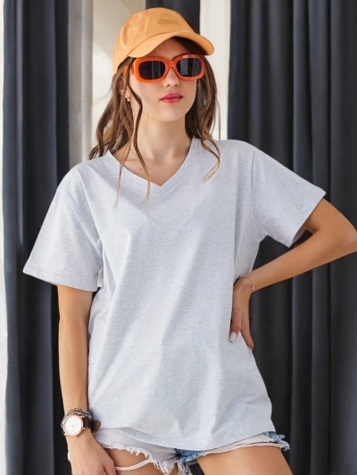 Royalfashion Dámske bavlnené casual tričko s V-výstrihom