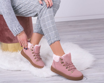 Różowe botki na platformie Dara - Obuwie