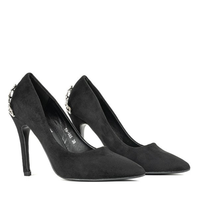 Čierne vysoké podpätky s dekoráciou Devya - Obuv