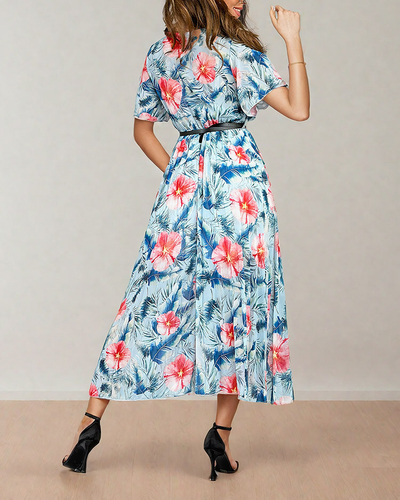 Royalfashion Dámske plisované kvetinové midi šaty