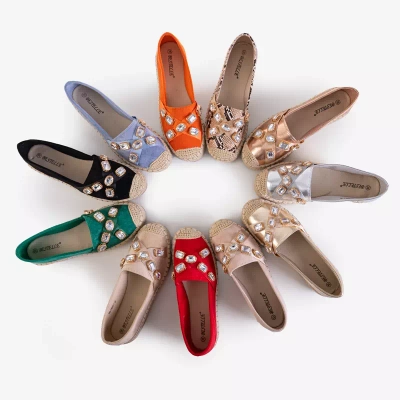 OUTLET Dámske béžové espadrilky s kryštálmi Erilla - Obuv
