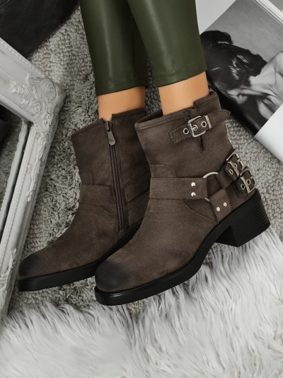 Ženski gležnarji iz eko semiša s sponkami Valtos