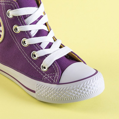 Fialové detské vysoké tenisky s odznakom Alvari - Obuv