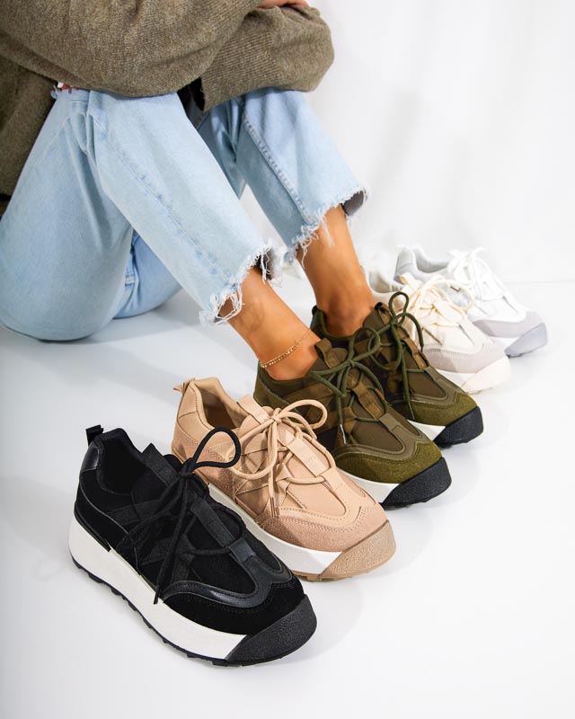 OUTLET Čierna dámska športová obuv s vyššou podrážkou Kanislo - Obuv