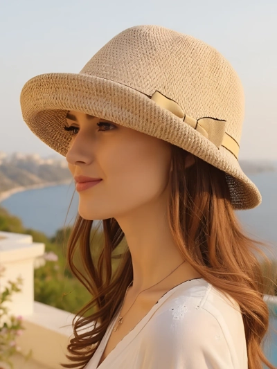 Royalfashion Dámsky klobúk ozdobený mašľou Summer Grace