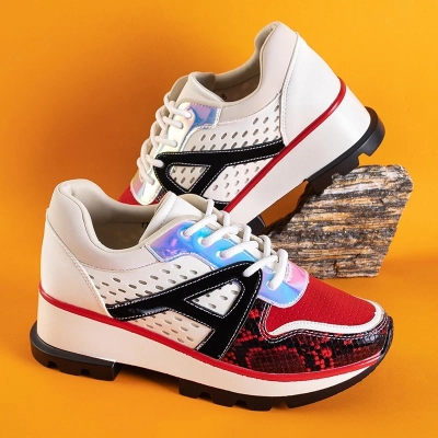 OUTLET Biele a červené tenisky s farebnými vložkami Meia - Footwear