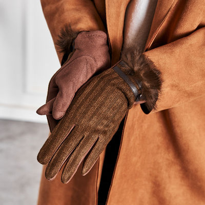 Tmavohnedé dámske rukavice s kožušinou - Príslušenstvo