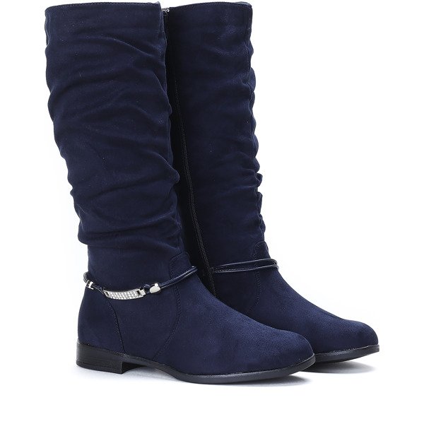 Granatowe kozaki Luca - Obuwie