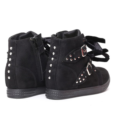 Czarne sneakersy na koturnie z ćwiekami Savannah - Obuwie