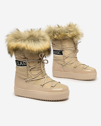 Royalfashion Svetlohnedé slip-on čižmy a'la snow boots for women Gomllo