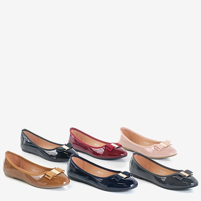 Černé lakované baleríny s lukem Marco - Obuv