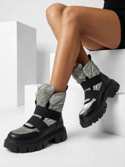 Dámske snehové topánky na plochej podrážke v čierno-šedej farbe Ferory- Obuv