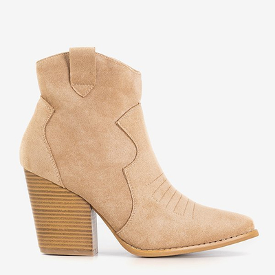 Béžové kovbojské topánky na vysokom stĺpiku Asterina - Obuv