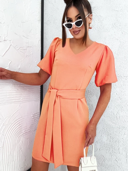 Royalfashion Dámske minišaty s balónovými rukávmi a V výstrihom