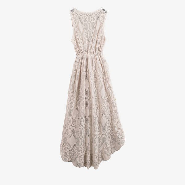 Béžové krajkové šaty s popruhy - Šaty 1