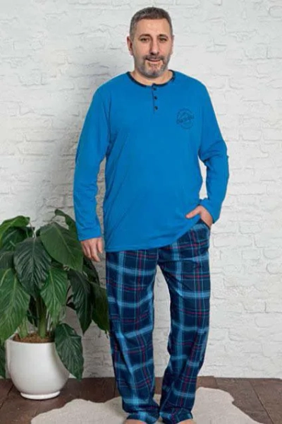 Royalfashion Pánske bavlnené kostkované pyžamá VEĽKOSŤ PLUS