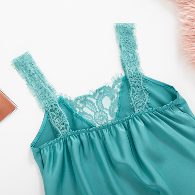 Dámske zelené tričko s čipkou - Oblečenie