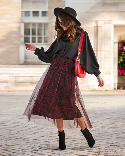 Royalfashion Vzorovaná midi sukňa pre ženy s tylom