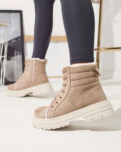 Dámske zateplené traperky hnedej farby Tivica - Obuv