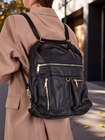 Torba-plecak Athena Nero Roma - duzy shopper skorzany A4, elegancja i funkcja