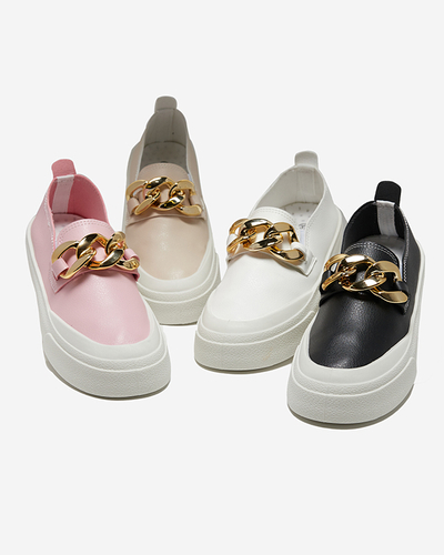 Čierna dámska obuv na hrubšej podrážke so zdobením Senuli - Obuv