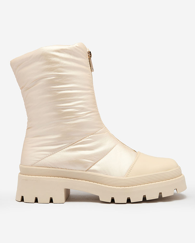 Royalfashion Dámske čižmy Tainve Beige na plochom podpätku