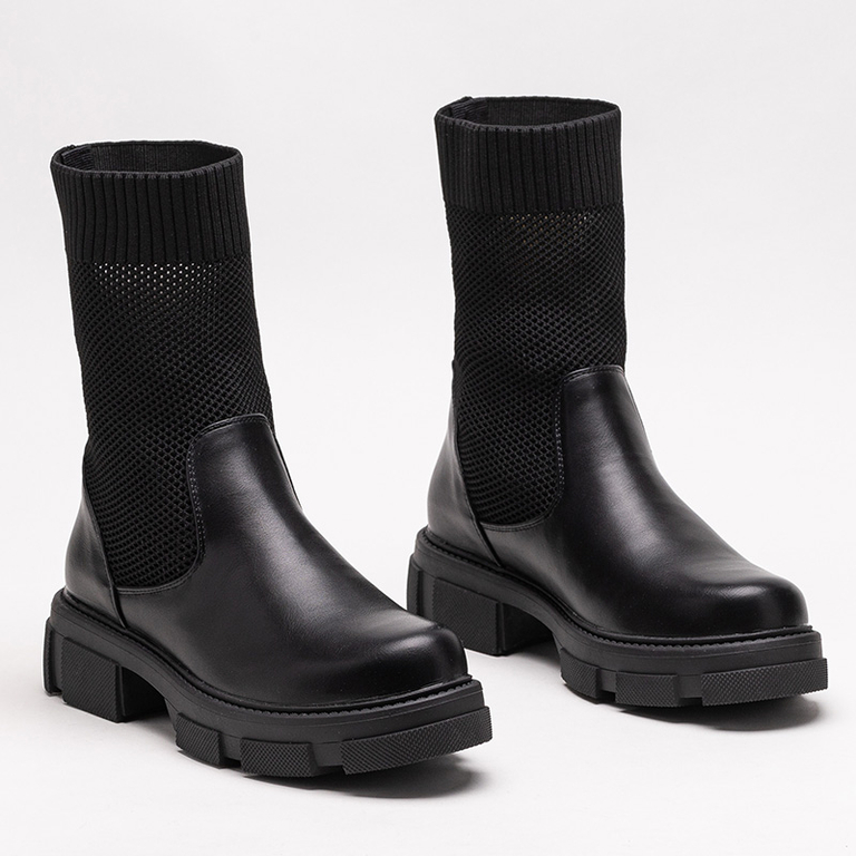 Dámske čierne prelamované členkové čižmy značky Roibu - Shoes