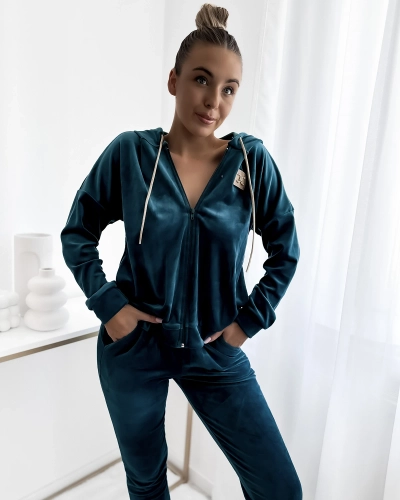 Royalfashion Tyrkysová dámska mikinová súprava s nášivkou