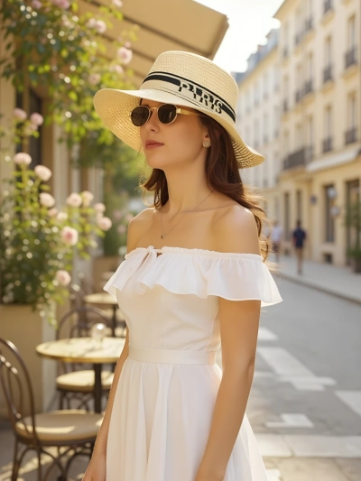 Royalfashion Dámsky slamený klobúk Elegance Ribbon