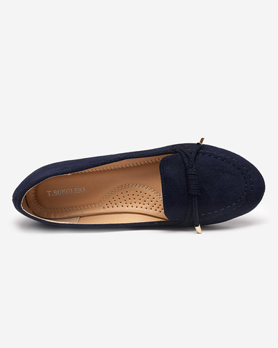 Dámske tmavomodré mokasíny s mašľou Neruki - Obuv