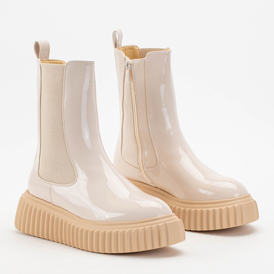 Béžové dámske lakované topánky Monka - Topánky