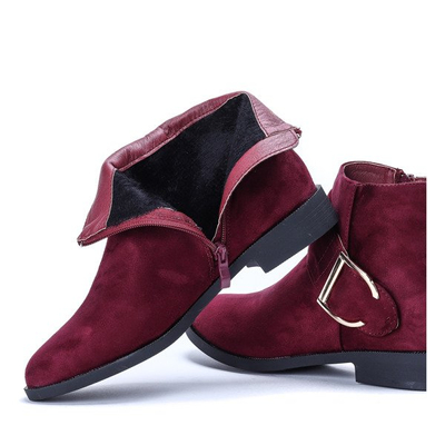 Bordowe sztyblety ze sprzączką Bianka- Obuwie