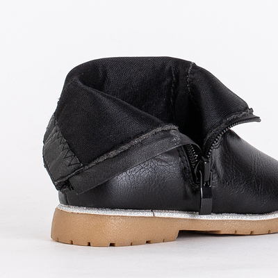 Čierne dievčenské čižmy s ozdobným zvrškom Nokimi-Shoes