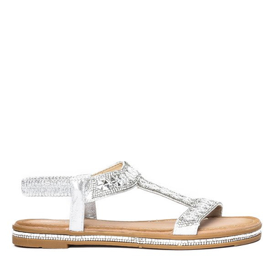 Srebrne sandały z cyrkoniami Janita - Obuwie