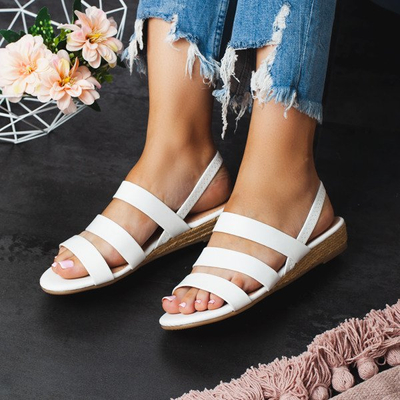 Bílé sandály na nízkém klínu Gracie - Obuv 1