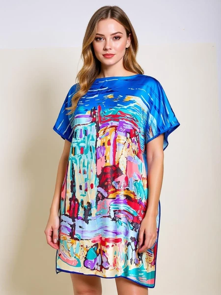 Obleka pareo Demetria Royalfashion – večbarvna, univerzalna, do kolen