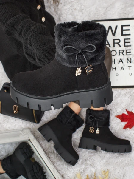 Visoki ženski gležnarji iz eko semiša s krznom Vernaya