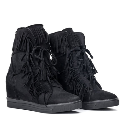 Czarne sneakersy na koturnie Alesi - Obuwie