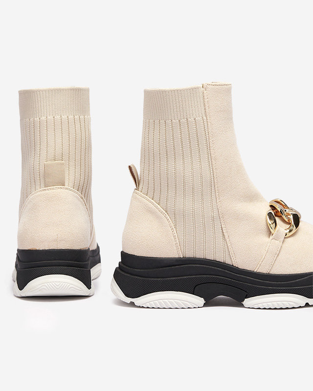 Dámske béžové zateplené čižmy z eko-semišu Cuzitta- Obuv