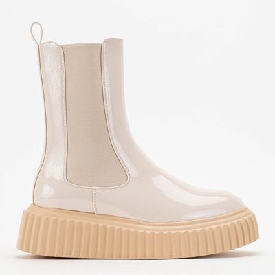 Béžové dámske lakované topánky Monka - Topánky